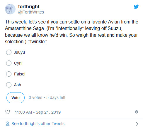 Twitter Poll, Avians